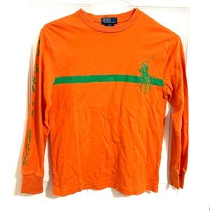 Polo by Ralph Lauren Orange and Green Long Sleeve Tee
